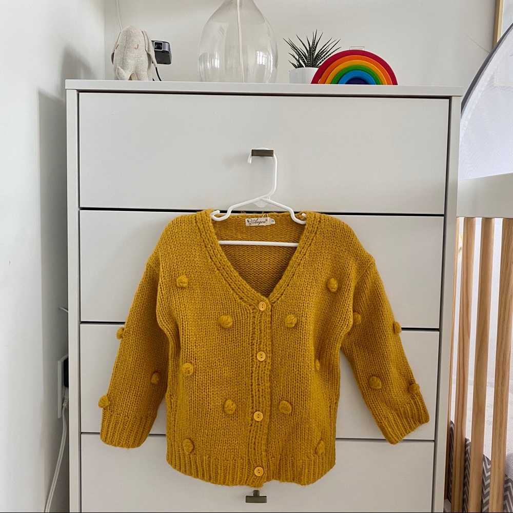 Oversized Pom Sweater Cardigan Baby